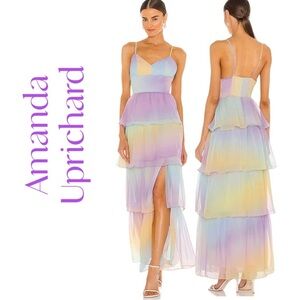 Amanda Uprichard Thaddea Maxi Dress in Rainbow Sz S NWT
